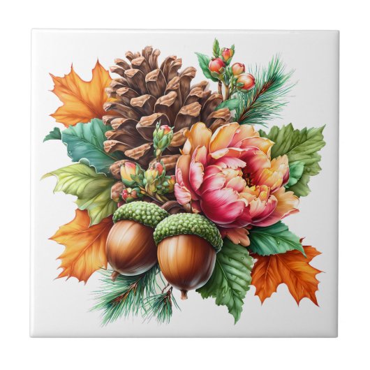 Herfst Bloemen Tegeltje (Voorkant)