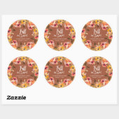 Herfst Bloemen Terracotta Bruidsmeisje Feest Ronde Sticker (Vel)