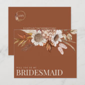 Herfst Bloemen Terracotta Bruidsmeisje voorstel Ka Save The Date (Voorkant / Achterkant)