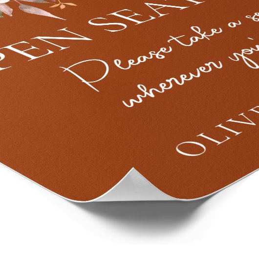 Herfst Bloemen Terracotta Bruiloft Open Zitbord Poster (Hoek)