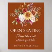 Herfst Bloemen Terracotta Bruiloft Open Zitbord Poster (Voorkant)