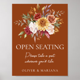 Herfst Bloemen Terracotta Bruiloft Open Zitbord Poster