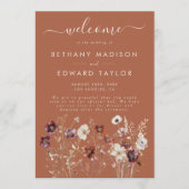 Herfst Bloemen Terracotta bruiloft Programmakaart (Voorkant)