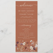 Herfst Bloemen Terracotta bruiloft Programmakaart (Voorkant)
