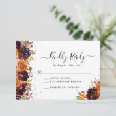 Herfst Bloemen Terracotta Bruiloft RSVP Informatiekaartje (Staand voorkant)