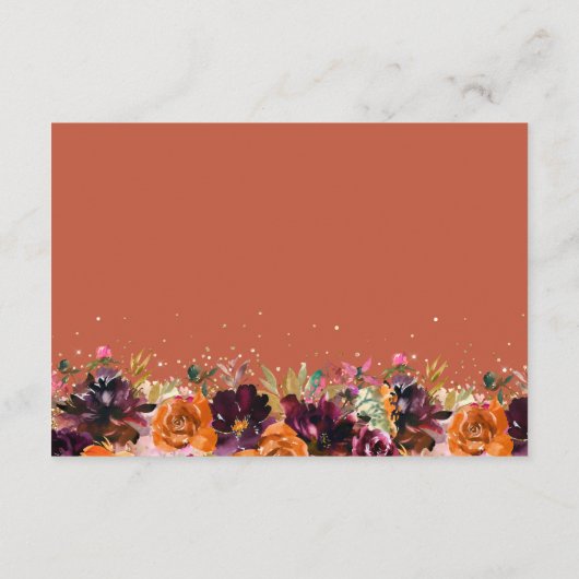 Herfst Bloemen Terracotta Bruiloft RSVP Informatiekaartje (Achterkant)