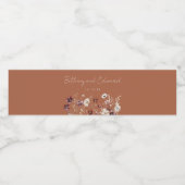 Herfst Bloemen Terracotta bruiloft Waterfles Etiket (Enkel label)