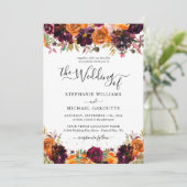 Herfst Bloemen Terracotta Gouden Glitter Bruiloft Kaart (Staand voorkant)