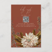 Herfst Bloemen Terracotta Herfst Bruiloft QR Code Informatiekaartje (Voorkant)