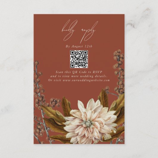 Herfst Bloemen Terracotta Herfst Bruiloft QR Code Informatiekaartje (Voorkant)