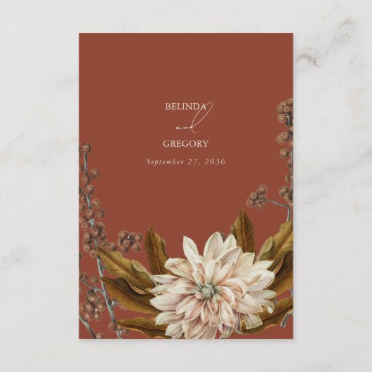 Herfst Bloemen Terracotta Herfst Bruiloft QR Code Informatiekaartje (Achterkant)