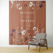 Herfst Bloemen Terracotta Huwelijk Achtergrond Wandkleed (In situ)