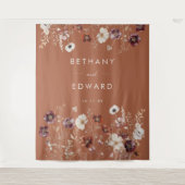 Herfst Bloemen Terracotta Huwelijk Achtergrond Wandkleed (Voorkant)