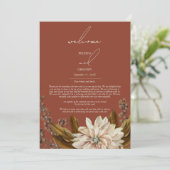Herfst Bloemen Terracotta Huwelijksroute Programmakaart (Staand voorkant)