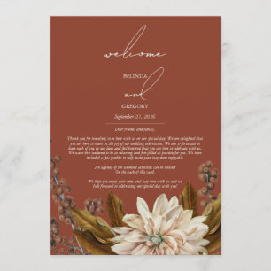 Herfst Bloemen Terracotta Huwelijksroute Programmakaart