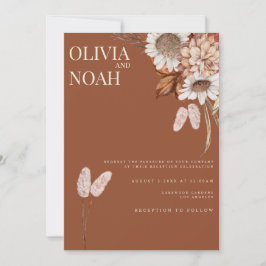 Herfst Bloemen Terracotta Receptie Uitnodiging