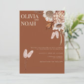 Herfst Bloemen Terracotta Receptie Uitnodiging (Staand voorkant)