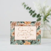 Herfst Bloemen Terracotta Sage Blush Bruiloft Aankondigingskaart (Staand voorkant)