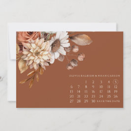 Herfst Bloemen Terracotta Save the Date Bruiloft K