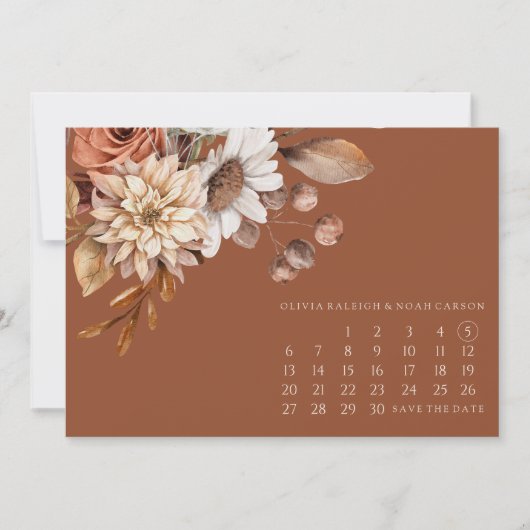 Herfst Bloemen Terracotta Save the Date Bruiloft K (Voorkant)