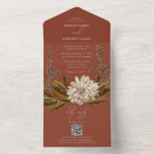 Herfst Bloemen Terracotta Waterverf Herfstbruiloft All In One Uitnodiging (Binnen)