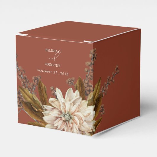 Herfst Bloemen Terracotta Waterverf Herfstbruiloft Bedankdoosjes (Voorkant Zijde)