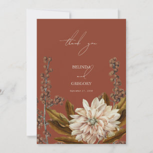 Herfst Bloemen Terracotta Waterverf Herfstbruiloft Bedankkaart
