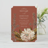 Herfst Bloemen Terracotta Waterverf Herfstbruiloft Kaart (Staand voorkant)