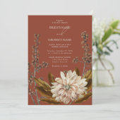 Herfst Bloemen Terracotta Waterverf Herfstbruiloft Kaart (Staand voorkant)