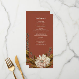 Herfst Bloemen Terracotta Waterverf Herfstbruiloft Menu