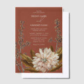 Herfst Bloemen Terracotta Waterverf Herfstbruiloft Vellum Uitnodigingen (Offset)