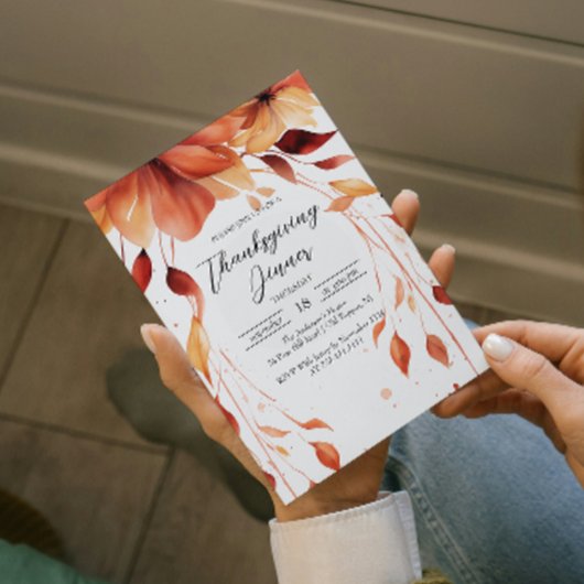 Herfst Bloemen Thanksgiving Diner Kaart