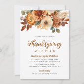 herfst bloemen Thanksgiving diner Kaart (Voorkant)