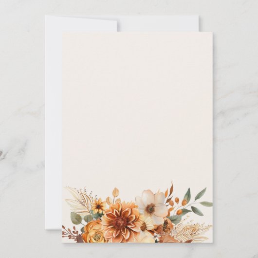 herfst bloemen Thanksgiving diner Kaart (Achterkant)