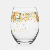 Herfst Bloemen, Thanksgiving kleuren, Cheers Wijnglas Zonder Voet (Voorkant)