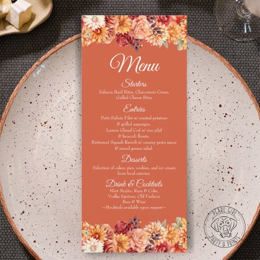 Herfst Bloemen Trouwen Flat Menu