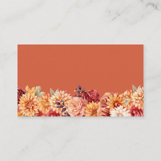 Herfst Bloemen Trouwen Flat Place Card Plaatskaartje (Achterkant)