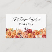 Herfst Bloemen Trouwen Flat Place Card Plaatskaartje (Voorkant)