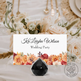 Herfst Bloemen Trouwen Flat Place Card Plaatskaartje