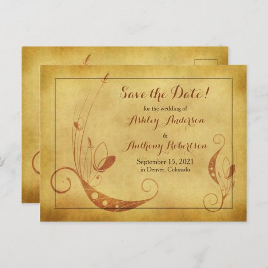  Herfst Bloemen Trouwen Save the Date Briefkaart (Voorkant / Achterkant)