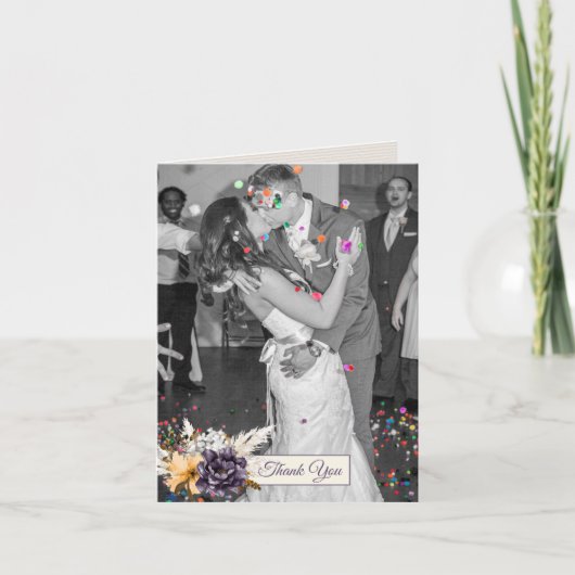 Herfst Bloemen Trouwfoto Dank u Bedankkaart (Voorkant)