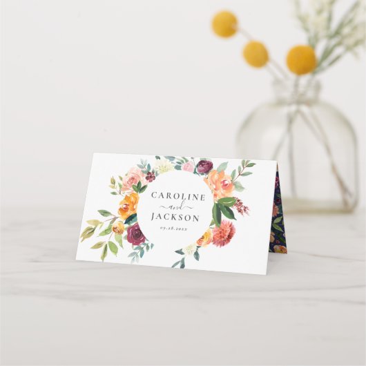 Herfst Bloemen Trouwplaats Kaart Plaatskaartje (Achterkant)