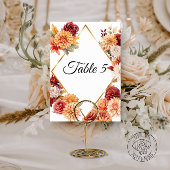 Herfst Bloemen Trouwtafel Nummer Kaart