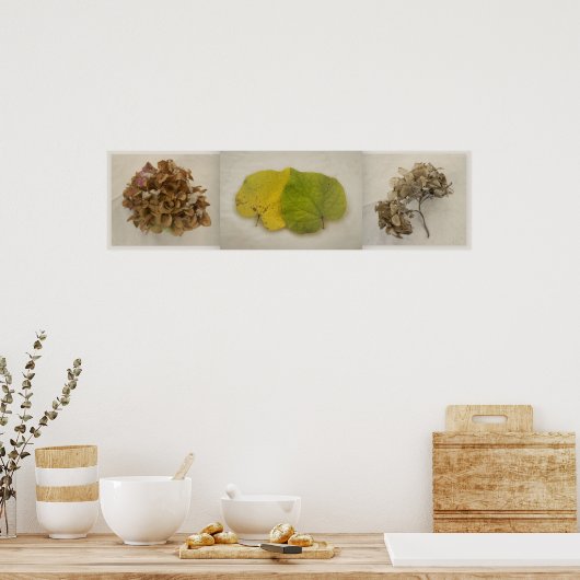 herfst bloemen tryptich poster (Keuken)