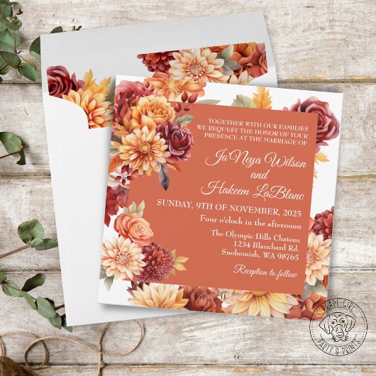 Herfst Bloemen Uitnodiging Plein