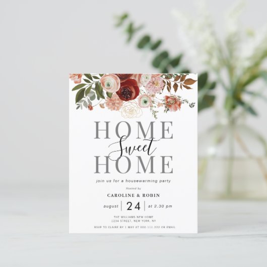 herfst bloemen uitnodiging voor het huishouden (Staand voorkant)