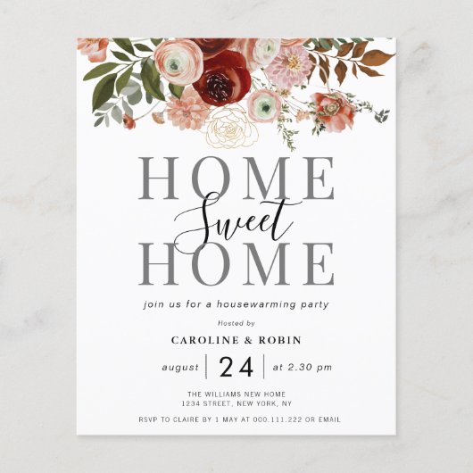 herfst bloemen uitnodiging voor het huishouden (Voorkant)