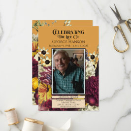 Herfst Bloemen Uitvaart Memorial Aankondiging