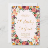 Herfst Bloemen Verjaardag Uitnodiging Elke Leeftij (Voorkant)