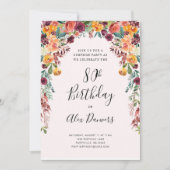 Herfst Bloemen Verjaardag Uitnodiging Elke Leeftij (Voorkant)